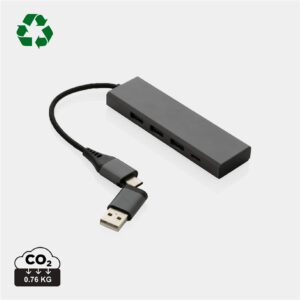 Hub avec 3 ports USB en aluminium recyclé RCS