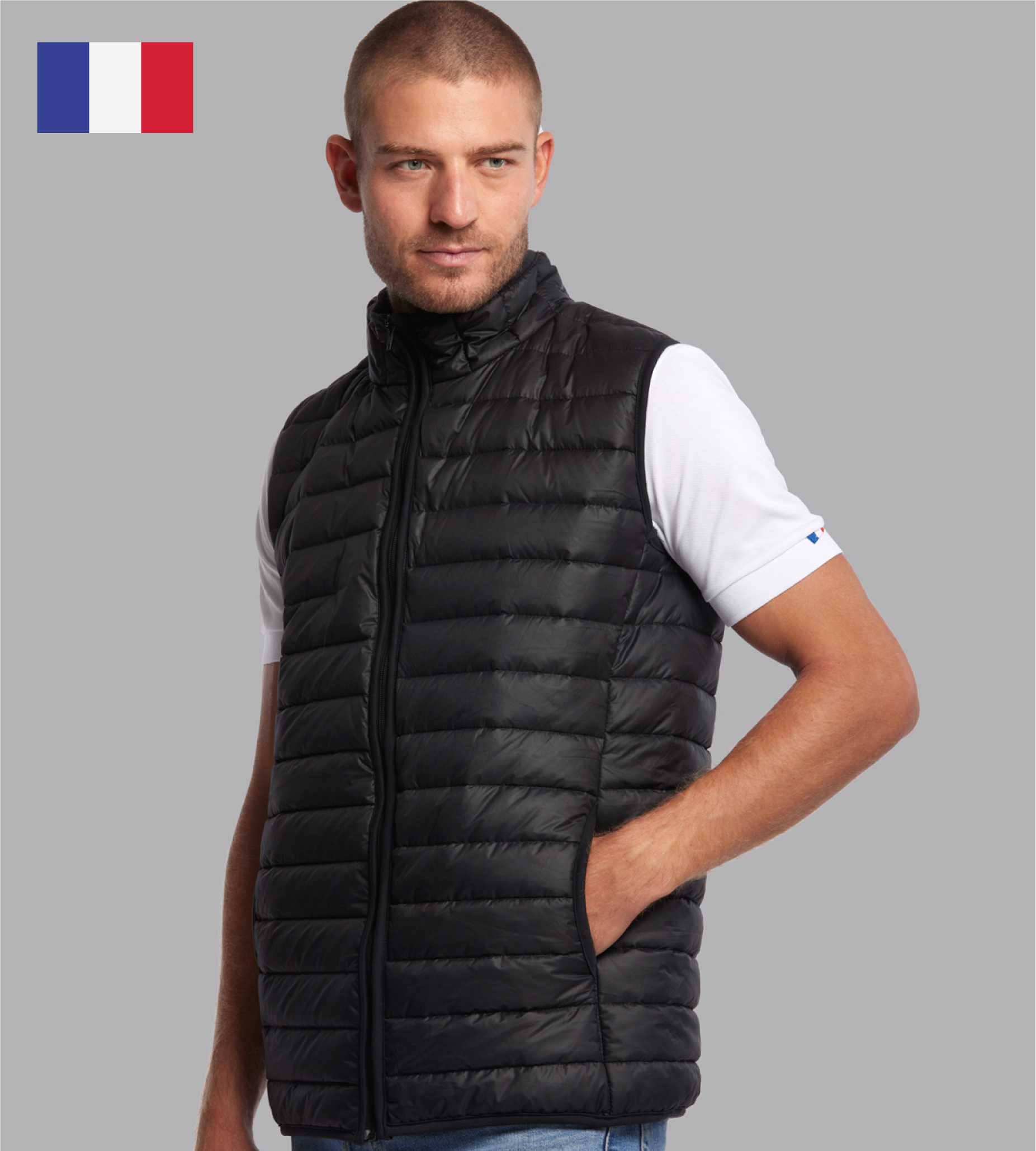 Bodywarmer homme recyclé Made in France personnalisable